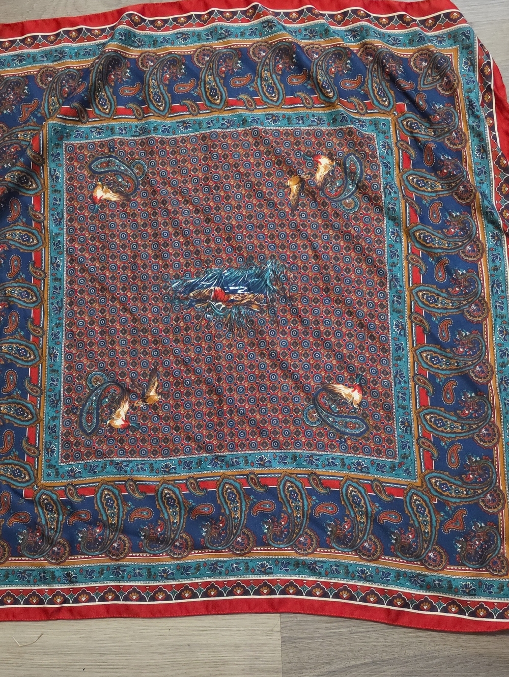 Vtg Avon Paisley and Ducks Scarf